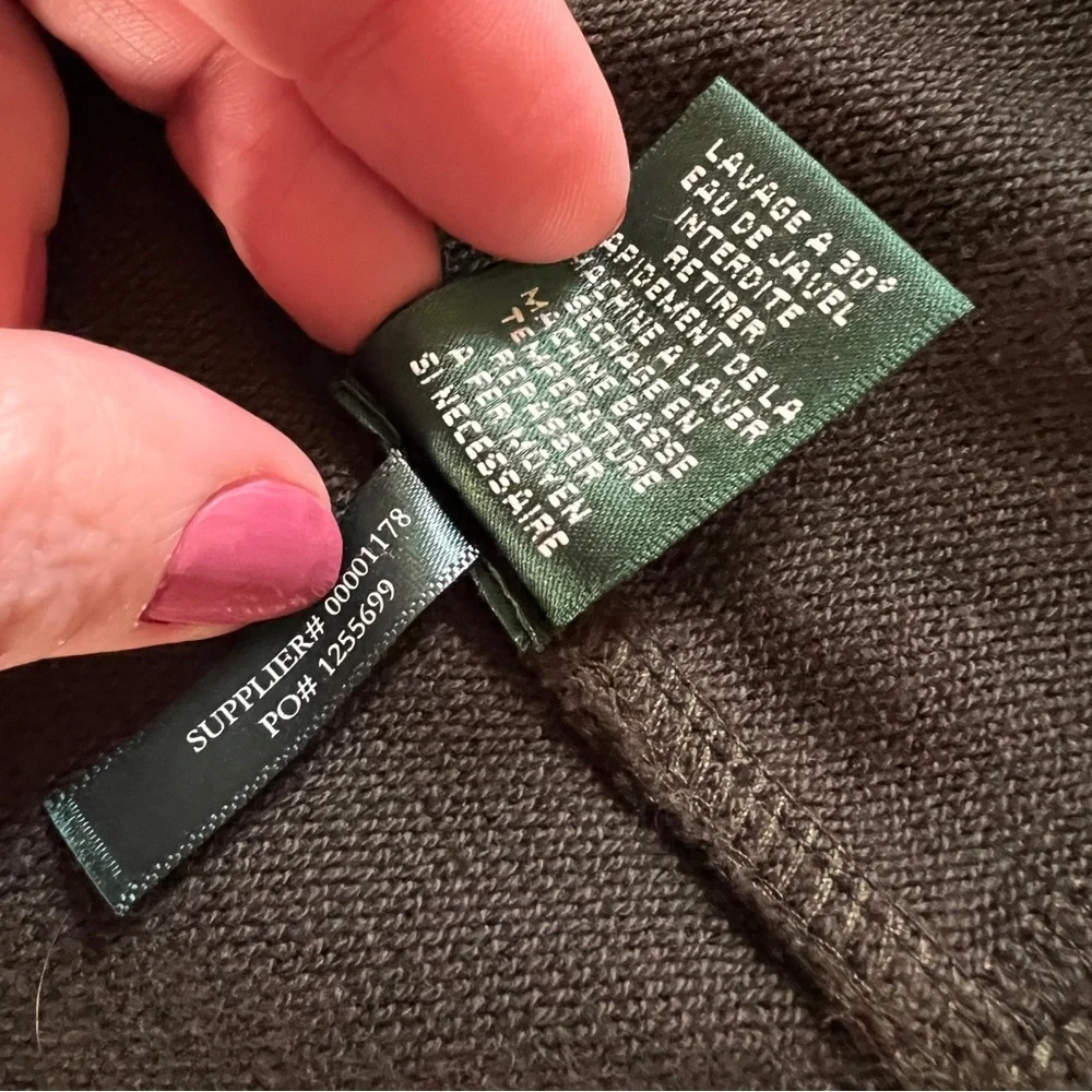 Ralph Lauren 100% Cotton Olive Knit Jacket, Brass Details - Size Petite Medium